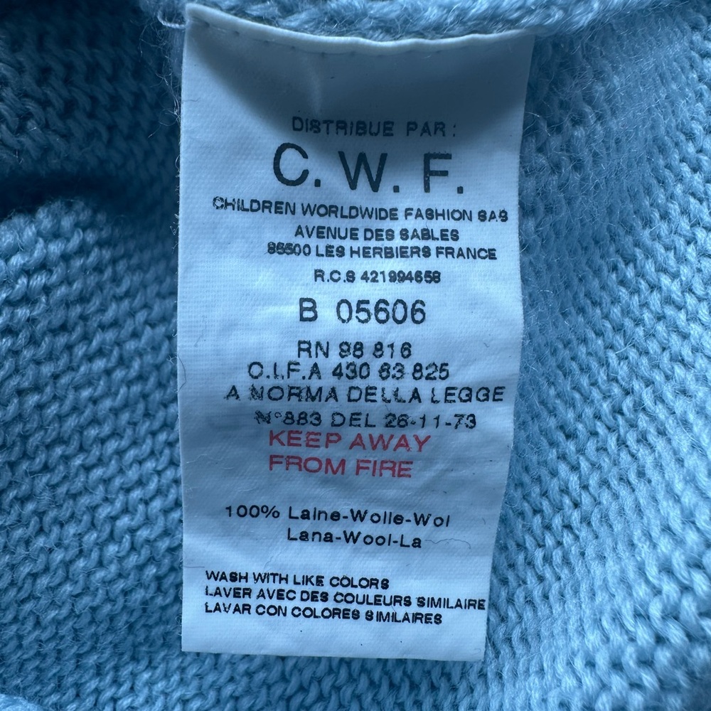 Burberry Baby Light Blue Knit Sweater with Cream brown B Burberry Nova Check - Picture 6 of 14